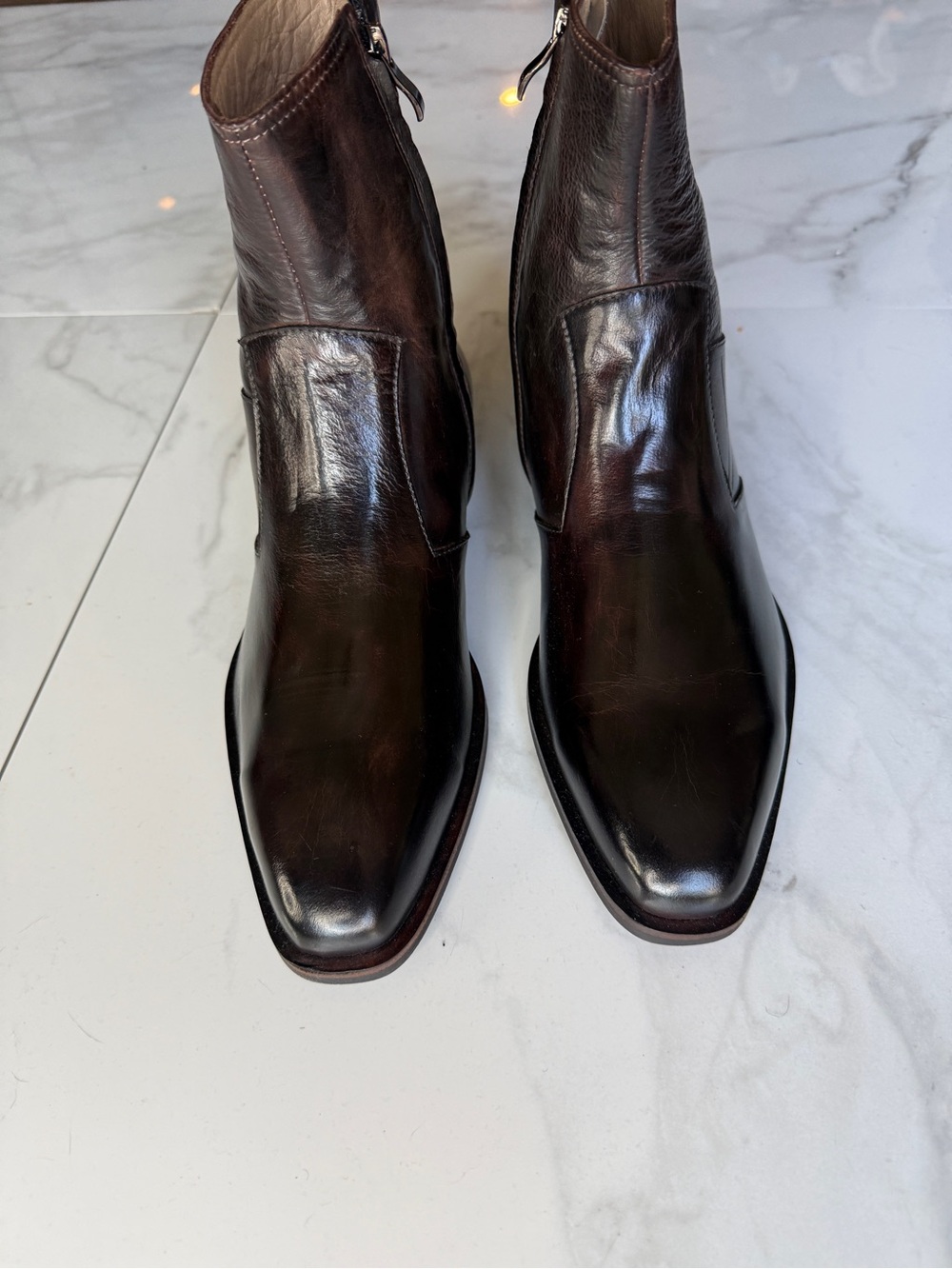 Men's Dark Brown Leather Zip Ankle Boots